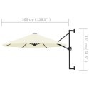 VidaXL Parasol ścienny na metalowym słupku, 300 cm, piaskowy