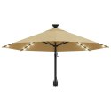 VidaXL Parasol ścienny z LED, na metalowym słupku, 300 cm, kolor taupe