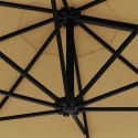 VidaXL Parasol ścienny z LED, na metalowym słupku, 300 cm, kolor taupe