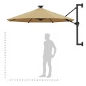 VidaXL Parasol ścienny z LED, na metalowym słupku, 300 cm, kolor taupe