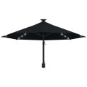 VidaXL Parasol ścienny z LED, na metalowym słupku, 300 cm, czarny