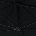 VidaXL Parasol ścienny z LED, na metalowym słupku, 300 cm, czarny