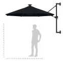 VidaXL Parasol ścienny z LED, na metalowym słupku, 300 cm, czarny