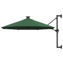 VidaXL Parasol ścienny z LED, na metalowym słupku, 300 cm, zielony