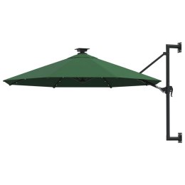 VidaXL Parasol ścienny z LED, na metalowym słupku, 300 cm, zielony