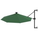 VidaXL Parasol ścienny z LED, na metalowym słupku, 300 cm, zielony