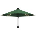 VidaXL Parasol ścienny z LED, na metalowym słupku, 300 cm, zielony