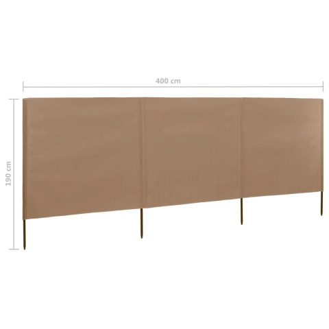 Parawan 3-skrzydłowy z tkaniny, 400x160 cm, taupe Parawan 3-skrzydłowy z tkaniny, 400x160 cm, taupe
