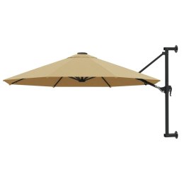 VidaXL Parasol ścienny na metalowym słupku, 300 cm, kolor taupe