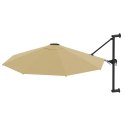 VidaXL Parasol ścienny na metalowym słupku, 300 cm, kolor taupe