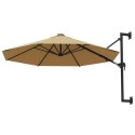 VidaXL Parasol ścienny na metalowym słupku, 300 cm, kolor taupe