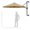 VidaXL Parasol ścienny na metalowym słupku, 300 cm, kolor taupe