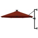 VidaXL Parasol ścienny z LED, na metalowym słupku, 300 cm, terakota