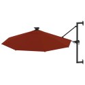 VidaXL Parasol ścienny z LED, na metalowym słupku, 300 cm, terakota