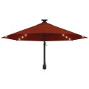 VidaXL Parasol ścienny z LED, na metalowym słupku, 300 cm, terakota