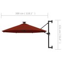 VidaXL Parasol ścienny z LED, na metalowym słupku, 300 cm, terakota