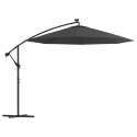 VidaXL Parasol wiszący z LED i stalowym słupkiem, 300 cm, antracytowy