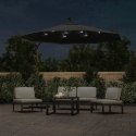 VidaXL Parasol wiszący z LED i stalowym słupkiem, 300 cm, antracytowy