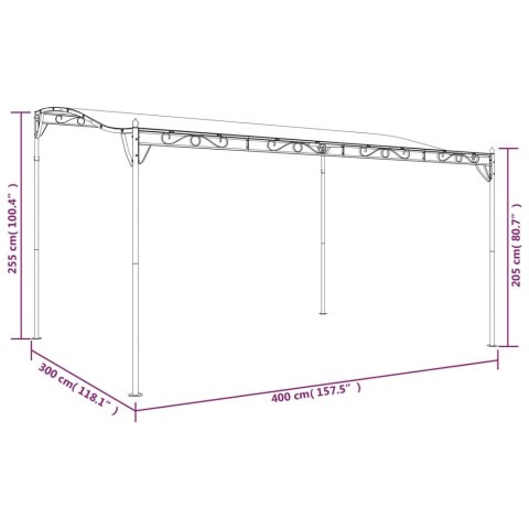 Zadaszenie, kolor taupe, 4x3 m, 180 g/m², tkanina i stal Zadaszenie, kolor taupe, 4x3 m, 180 g/m², tkanina i stal