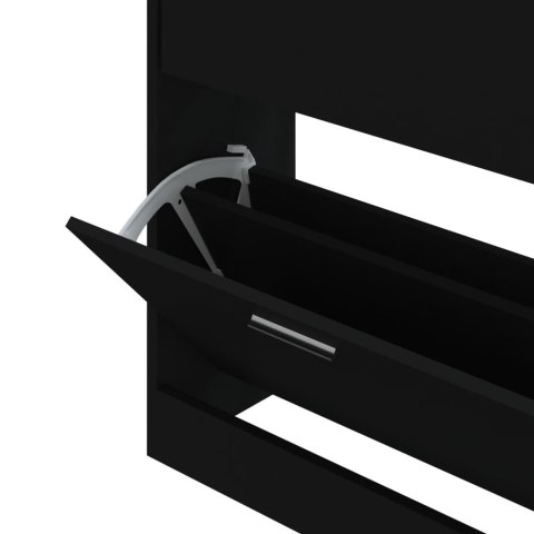 Szafka na buty, czarna, 63x24x81 cm, materiał drewnopochodny Szafka na buty, czarna, 63x24x81 cm, materiał drewnopochodny