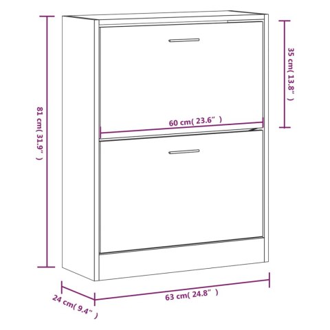 Szafka na buty, czarna, 63x24x81 cm, materiał drewnopochodny Szafka na buty, czarna, 63x24x81 cm, materiał drewnopochodny