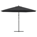 VidaXL Parasol wiszący z aluminiowym słupkiem, 350 cm, czarny