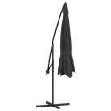 VidaXL Parasol wiszący z aluminiowym słupkiem, 350 cm, czarny