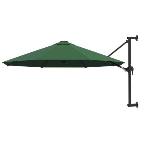 VidaXL Parasol ścienny na metalowym słupku, 300 cm, zielony