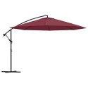 VidaXL Wiszący parasol z aluminiowym słupkiem, 350 cm, bordowy