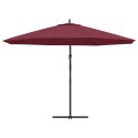 VidaXL Wiszący parasol z aluminiowym słupkiem, 350 cm, bordowy