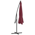 VidaXL Wiszący parasol z aluminiowym słupkiem, 350 cm, bordowy