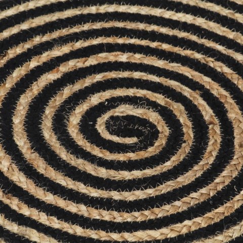 Dywanik ręcznie wykonany z juty, spiralny wzór, czarny, 90 cm Dywanik ręcznie wykonany z juty, spiralny wzór, czarny, 90 cm