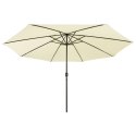 VidaXL Parasol ogrodowy z LED i metalowym słupkiem, 400 cm, piaskowy