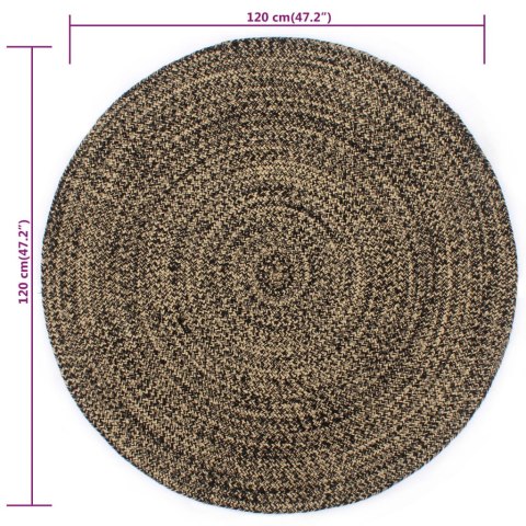 Ręcznie wykonany dywan, juta, czarny i naturalny, 120 cm Ręcznie wykonany dywan, juta, czarny i naturalny, 120 cm