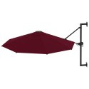 VidaXL Parasol ścienny na metalowym słupku, 300 cm, burgund