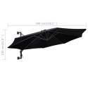 VidaXL Parasol ścienny na metalowym słupku, 300 cm, czarny