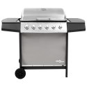 VidaXL Grill gazowy z 6 palnikami, czarno-srebrny