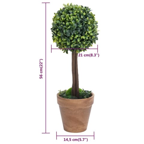 Kule ze sztucznego bukszpanu w doniczce, 2 szt., zielone, 56 cm Kule ze sztucznego bukszpanu w doniczce, 2 szt., zielone, 56 cm
