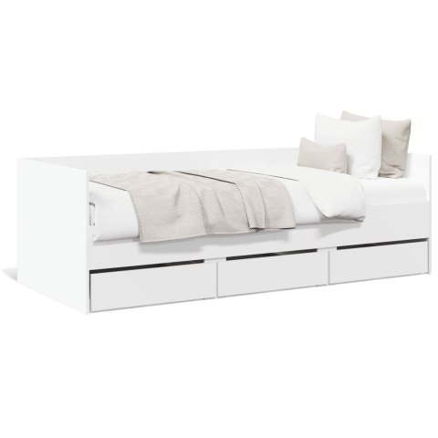 VidaXL Rama łóżka dziennego z szufladami, biała, 75x190 cm