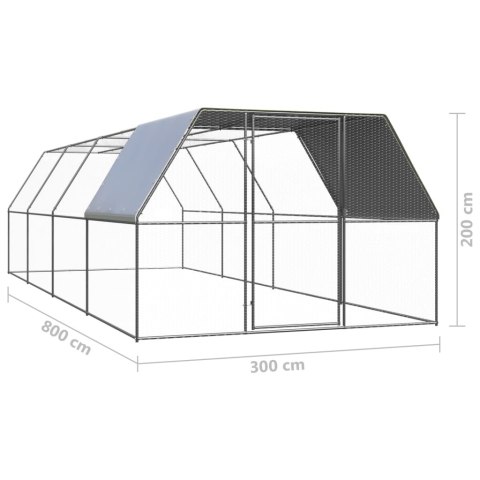 Klatka zewnętrzna dla kurcząt, 3x8x2 m, stal galwanizowana Klatka zewnętrzna dla kurcząt, 3x8x2 m, stal galwanizowana