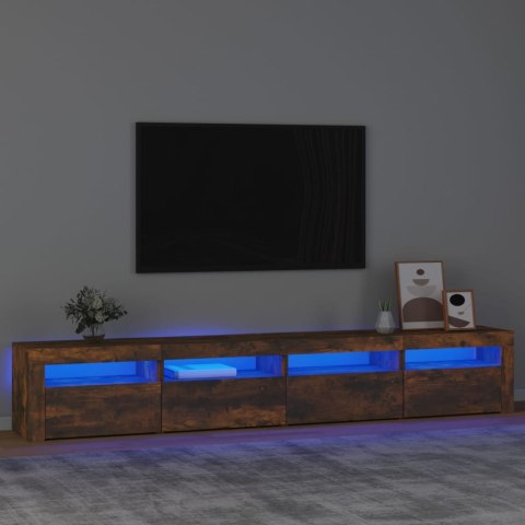 VidaXL Szafka pod TV z oświetleniem LED, przydymiony dąb, 240x35x40 cm