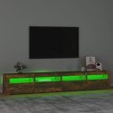 VidaXL Szafka pod TV z oświetleniem LED, przydymiony dąb, 240x35x40 cm