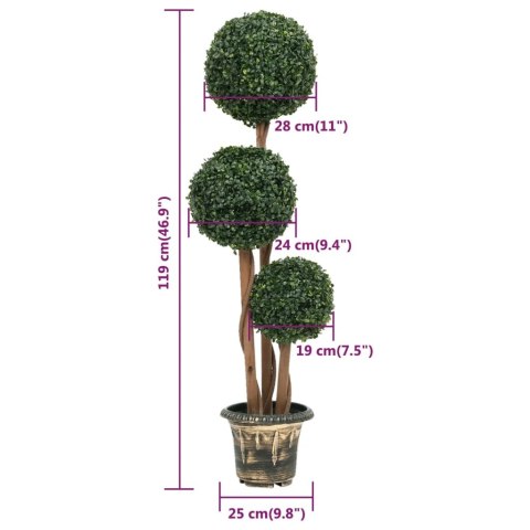 Sztuczny bukszpan w formie kul, w doniczce, zielony, 119 cm Sztuczny bukszpan w formie kul, w doniczce, zielony, 119 cm