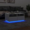 VidaXL Stolik kawowy z podświetleniem LED, biały, 90x49x40 cm