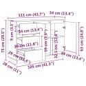 VidaXL Szafka, 111x34x75 cm, lite drewno sosnowe