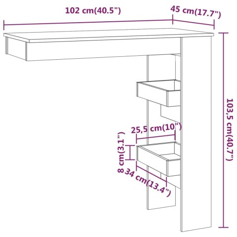 Stolik barowy, biały, 102x45x103,5 cm, materiał drewnopochodny Stolik barowy, biały, 102x45x103,5 cm, materiał drewnopochodny