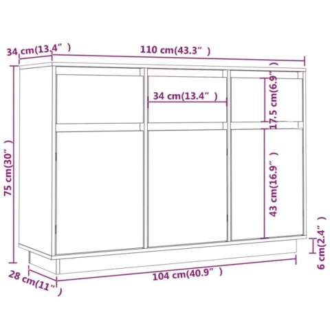 Szafka, 110x34x75 cm, lite drewno sosnowe Szafka, 110x34x75 cm, lite drewno sosnowe