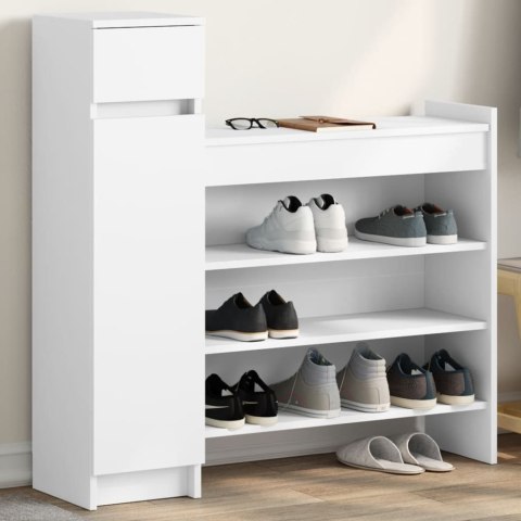 Szafka na buty, biała, 100,5x28x100 cm, materiał drewnopochodny Szafka na buty, biała, 100,5x28x100 cm, materiał drewnopochodny