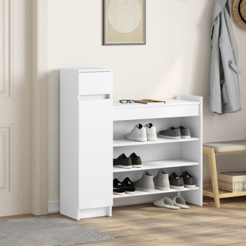 Szafka na buty, biała, 100,5x28x100 cm, materiał drewnopochodny Szafka na buty, biała, 100,5x28x100 cm, materiał drewnopochodny