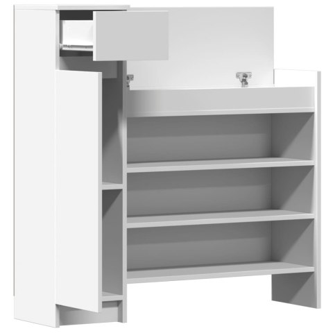 Szafka na buty, biała, 100,5x28x100 cm, materiał drewnopochodny Szafka na buty, biała, 100,5x28x100 cm, materiał drewnopochodny